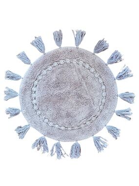 Wild Sage "Cindy" Round Boho Bath Mat with Tassels - Lilac